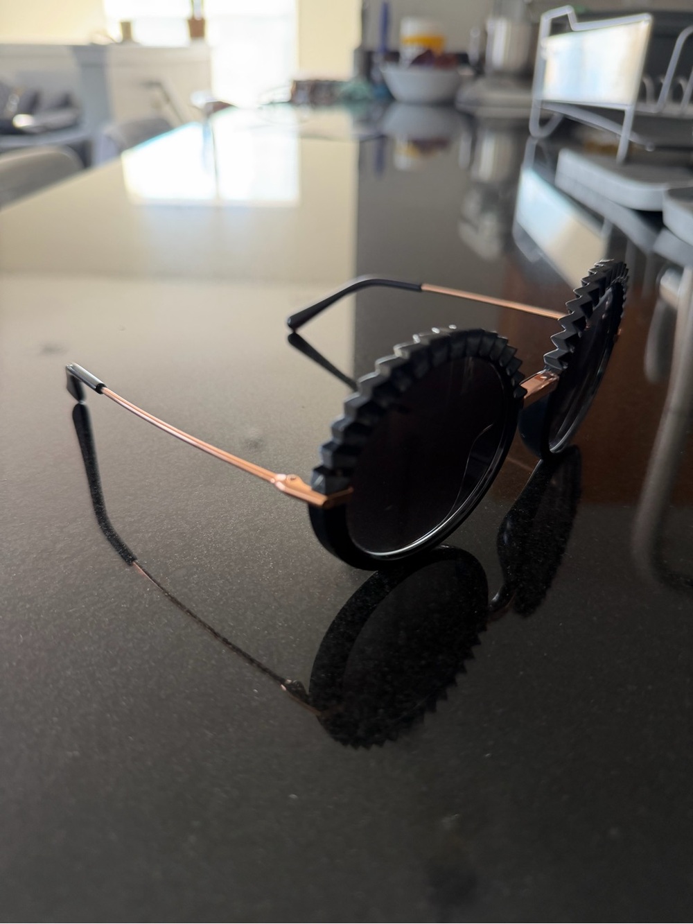 Dolce&Gabbana DG6130 Sunglasses in Black with Rose Gold Temples - Picture 3 of 11